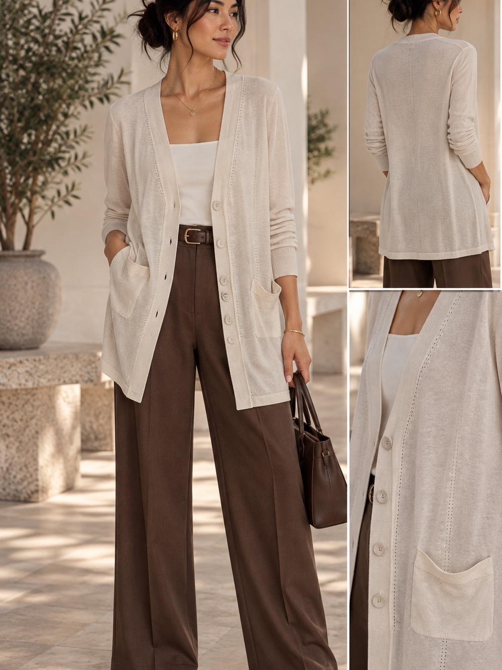 🍮MAKE OFFER🍮 J. Jill Light Ivory Cream Silk Blend Button Cardigan Size Medium